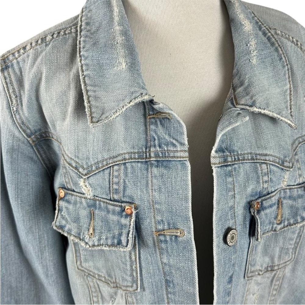 Vintage Y2K Old Navy Bohemian Beaded Denim Jean Jacket Women’s XXL Light Wash - Picture 5 of 15